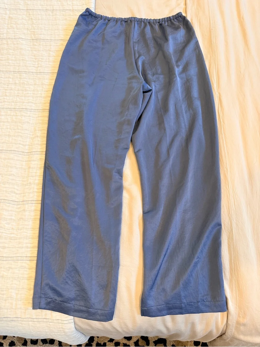 Madewell Satin Wide-Leg Drawstring Pants — Slate Blue
